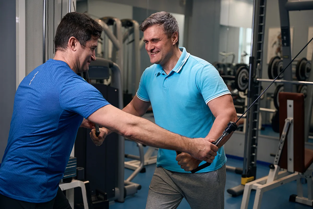 men working out together at the gym